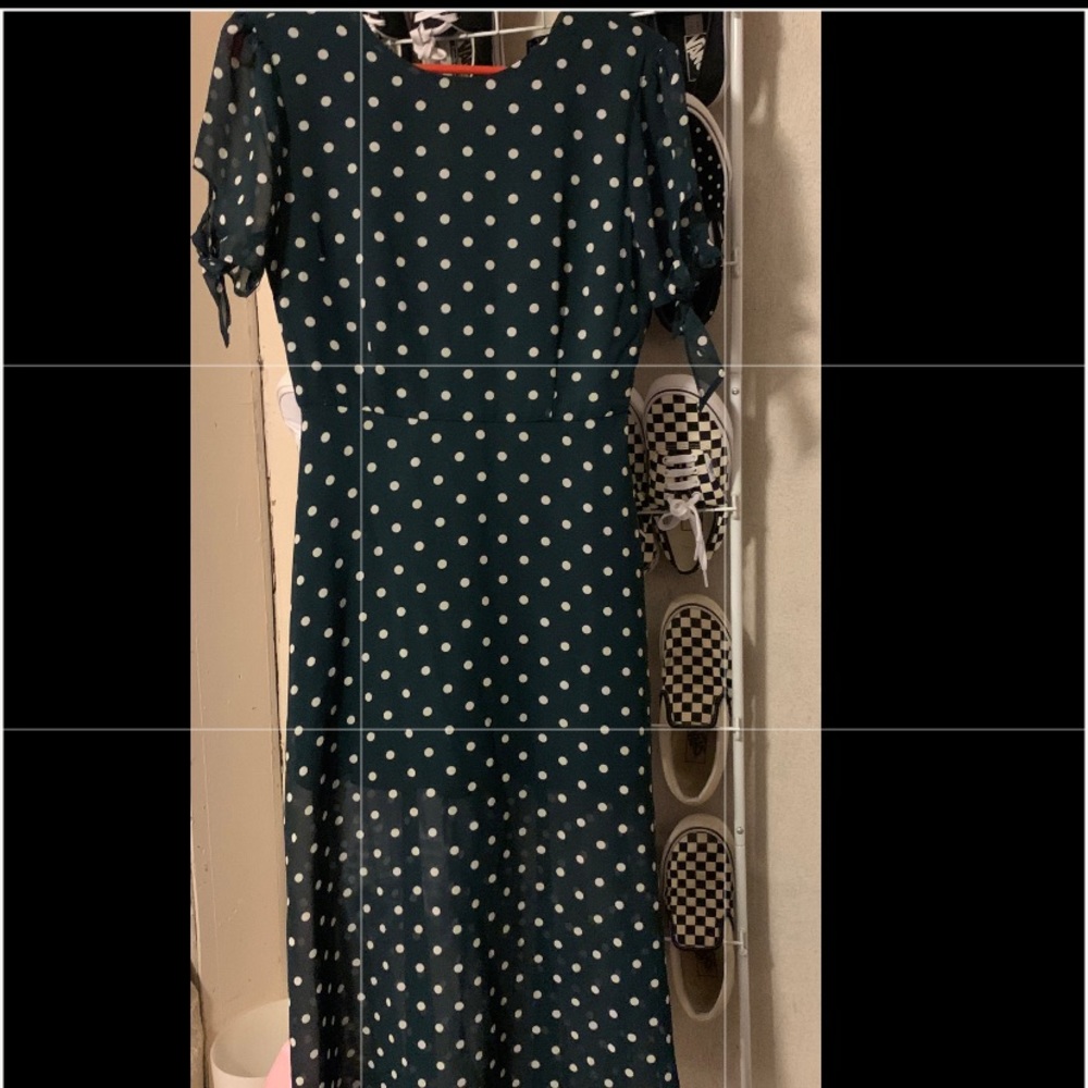 polka dot midi length dress